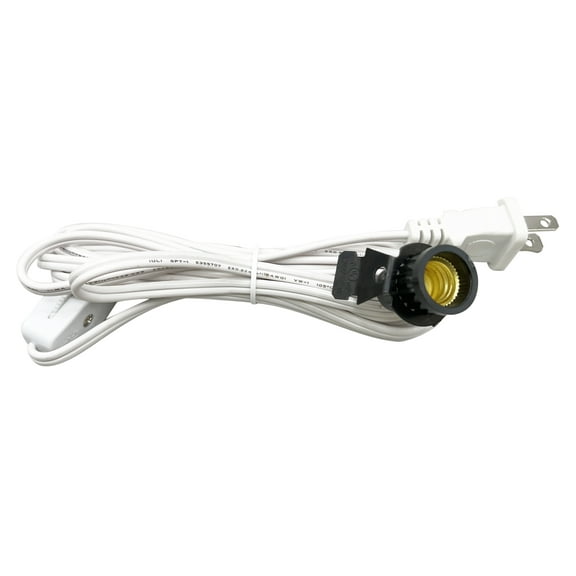 National Artcraft Lamp Cord Set Has Clip-In Socket, Rotary Switch And Plug - 15 Ft. White (Pkg/5)