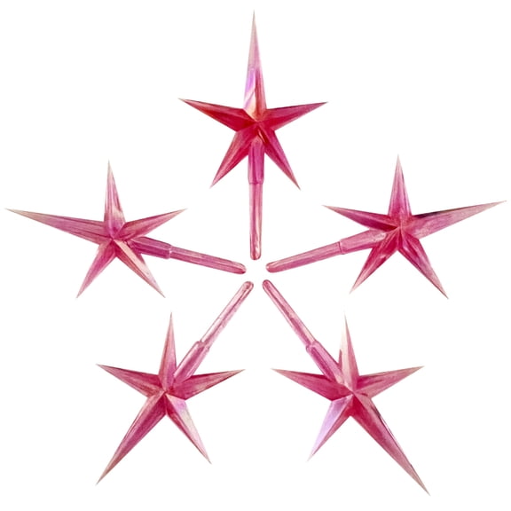 National Artcraft MEDIUM - Aurora - Iridescent Pink Modern Star for Ceramic Christmas Trees - (Pkg/5)