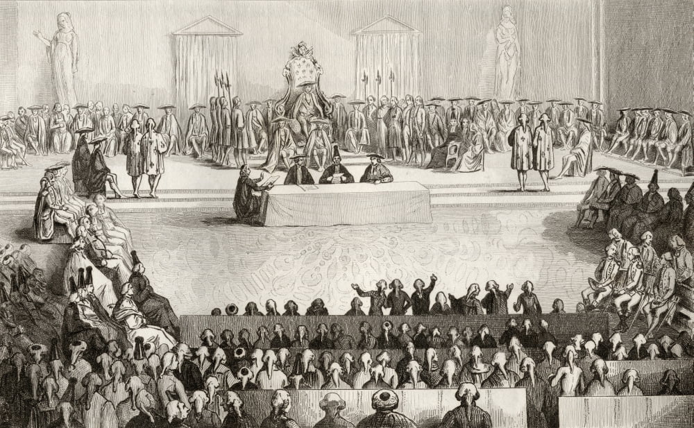 The National Assembly During The Reign Of Louis Xvi 1754 To 1793 From Histoire De France By Colart Published Circa 1840 Canvas Art - Ken Welsh Design Pics (36 x 22)