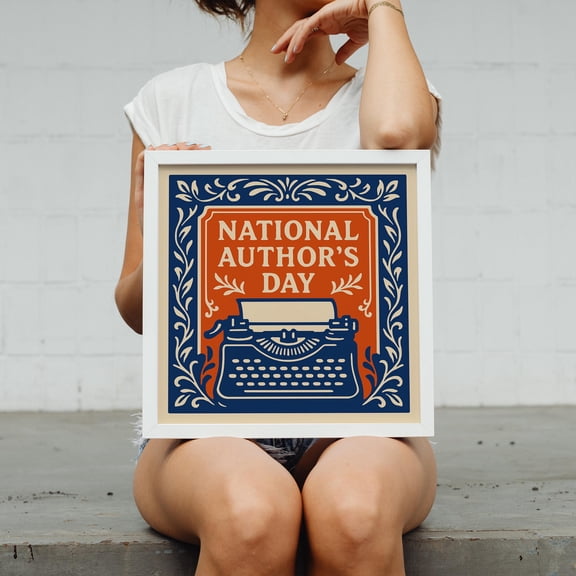 National Authors Day Art Print: Typewriter & Floral Literary Poster UNFRAMED Poster, Wall Art for Decor, Present, 8x12