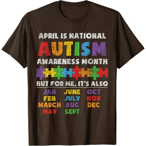National Autism Awerness Month Autistic Awareness Gift Unisex T-Shirt for Men Women Kids Toddler,Dark Chocolate Color,Size 2XL