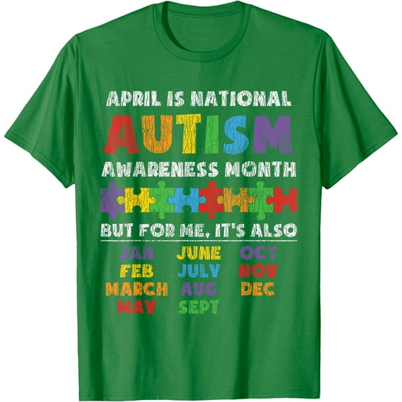 National Autism Awerness Month Autistic Awareness Gift Unisex T-Shirt for Men Women Kids Toddler,Irish Green Color,Size YS