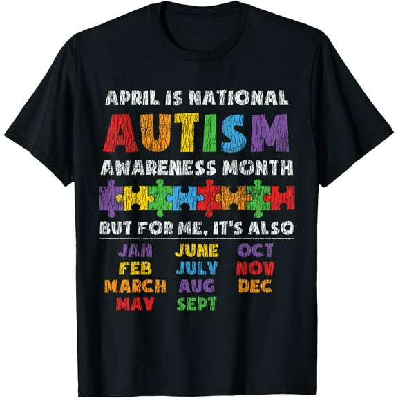National Autism Awerness Month Autistic Awareness Gift Unisex T-Shirt for Men Women Kids Toddler,Navy Color,Size 4XL