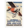 thumbnail image 1 of National Aviation School - Rotterdam Amsterdam - Vintage Aviation Poster by Kees van der Laan c.1932 - Fine Art Matte Paper Print (Unframed) 30x44in, 1 of 4
