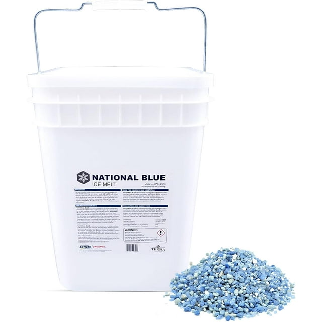 National Blue Ice Melt 50lb Bucket Fast Acting Ice Melter Pet