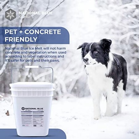 National Blue Snow Salt Ice Melt 35lb Bucket - Fast Acting Ice Melter - Pet, Plant and Concrete Friendly, Environmentally Safe - Free of Magnesium Chloride - Melts to -15°F