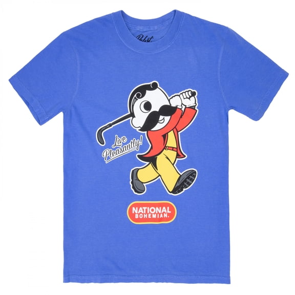 National Bohemian Live Pleasantly Golfing Blue T-Shirt-Small