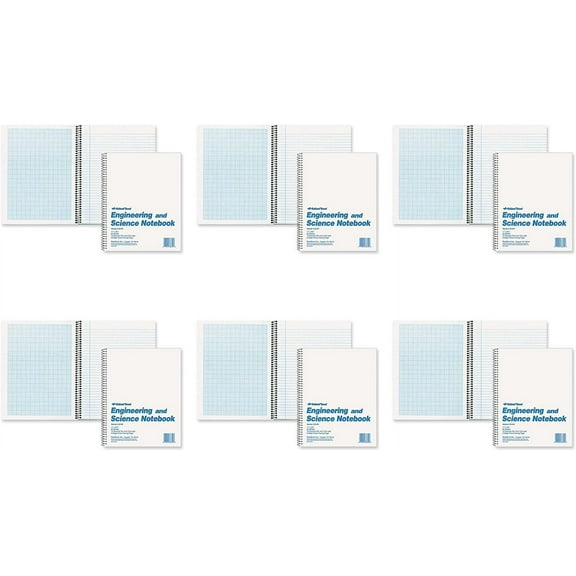 National Brand Engineering and Science Notebook, College with Margin and 10 X 10 Quad, White, 11 x 8.5 Inches, 60 Sheets (33610), 6 Packs
