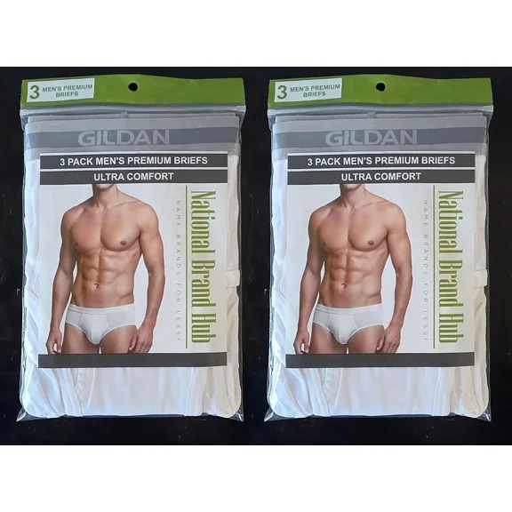 National Brand Hub 3PK Men's Brand Name White Briefs - Size L