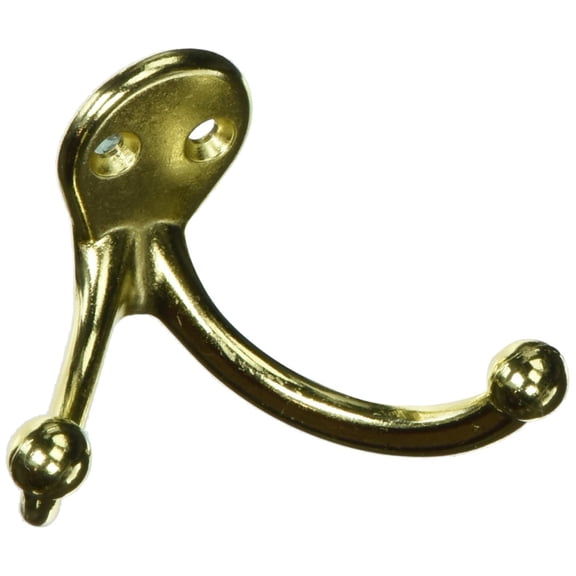 National Hardware SPB163 Double Clothes Hooks in Brass