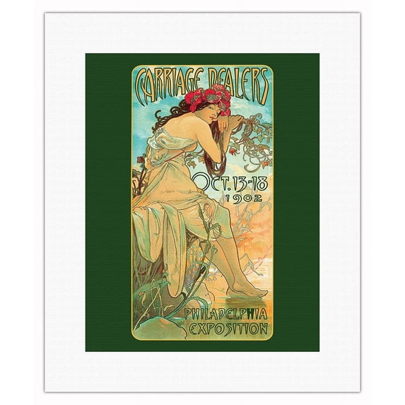 National Carriage Dealers Exposition - Philadelphia, Oct. 13-18 1902 - Vintage Exhibition Poster by Alphonse Mucha - Fine Art Rolled Canvas Print 11in x 14in