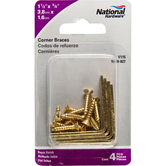 National Hardware 1-1/2 In. x 5/8 In. Brass Steel Corner Brace (4-Count)