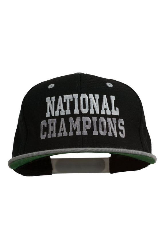 National Champions Embroidered Snapback Cap - Black Silver OSFM