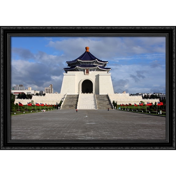 National Chiang Kai Shek Memorial Hall 40x28 Large Black Ornate Wood Framed Canvas Art