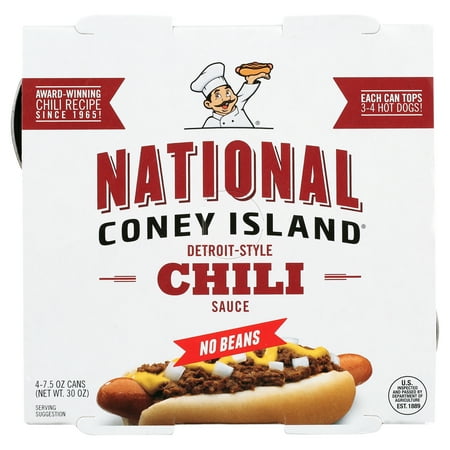 National Coney Island Chili Without Beans, Canned Chili Sauce, 7.5 oz (Pack of 4)