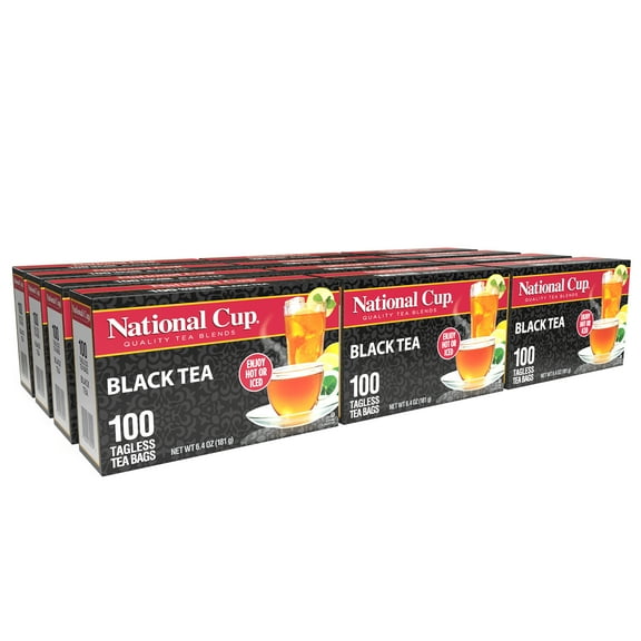 National Cup Black Tea Blend Flavourful, Smooth, Robust Caffeinated Black Tea Made with Natural Ingredients 100 Tea Bags Pack of 6, Served Hot or Iced