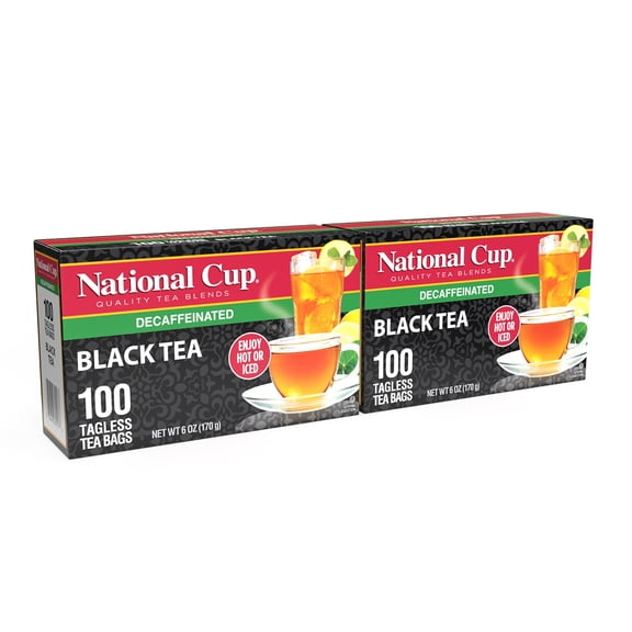National Cup Decaffeinated Tea, Black Tea Blend Tea Bags, 100 Count, Pack of 2