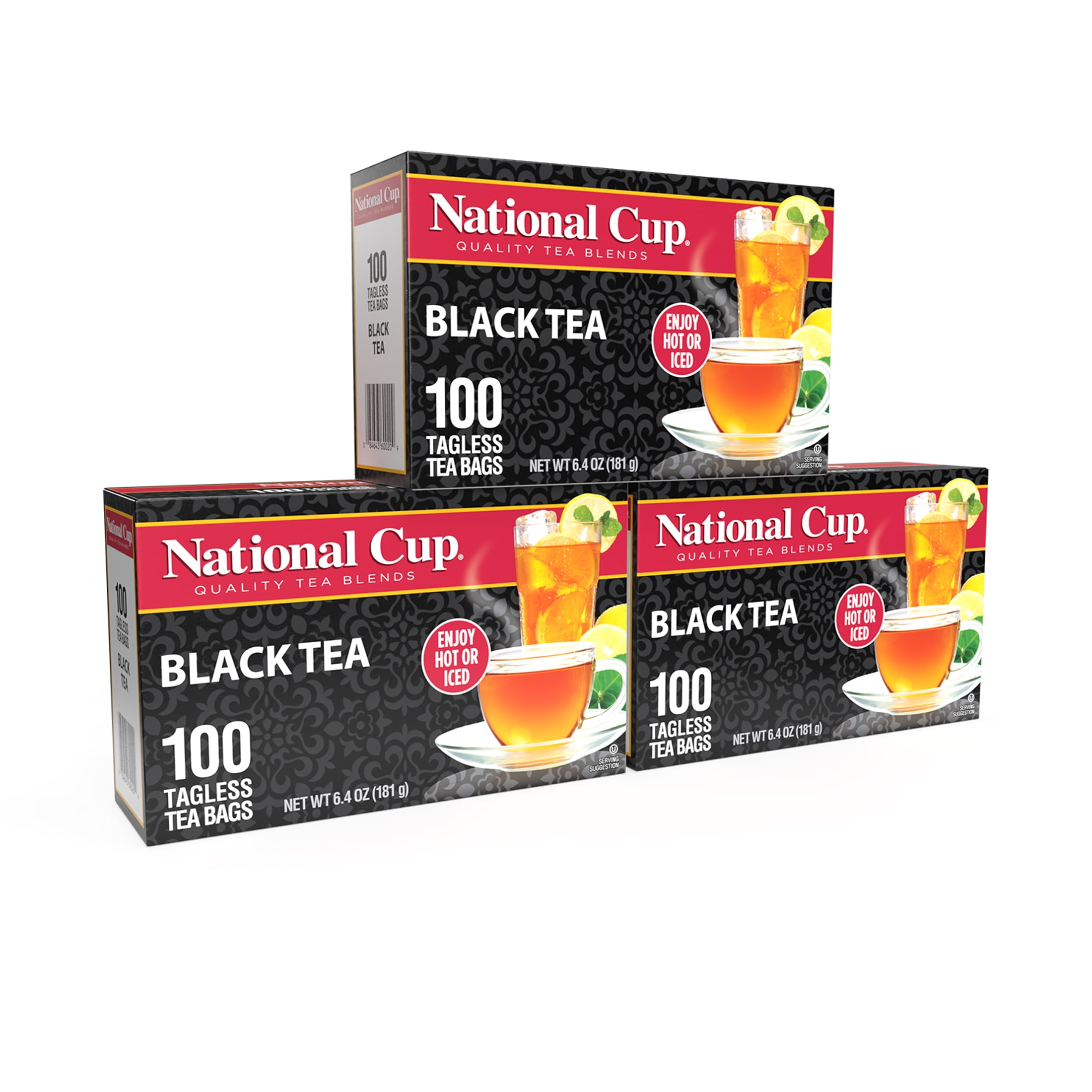 National Cup, Tagless Black Tea Blend, Tea Bags, 100 Ct, Pack of 3