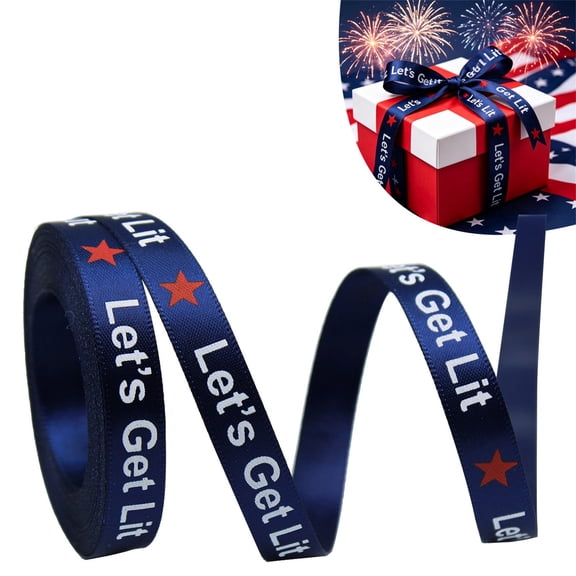 National Day Patriotic Ribbon, Star-Spangled independence Day Ribbon with Text Print, Double-Sided Decorationsative Streamer for 4th of July Party