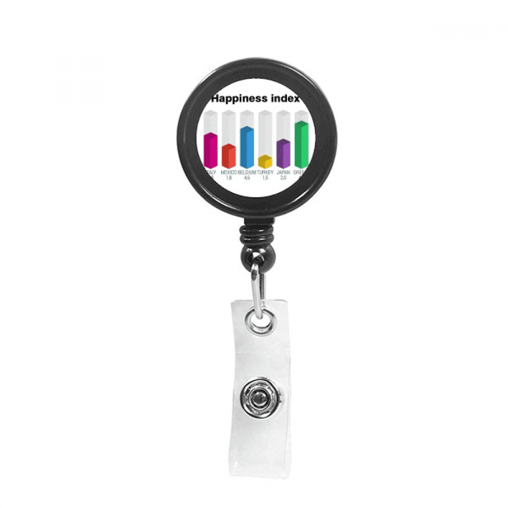 National Differences Happiness Index Retractable Keychain Badge Holder ID Badge