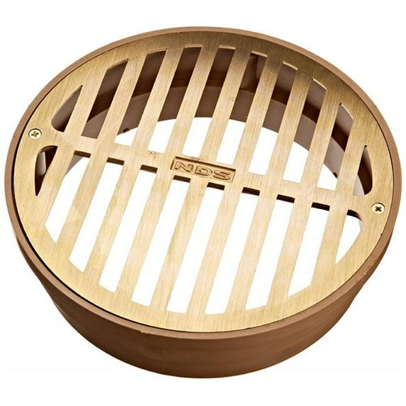National Diversified Sales 918B 6 in. Round Grate with Styrene Collar, Satin Brass - 8 per Pack