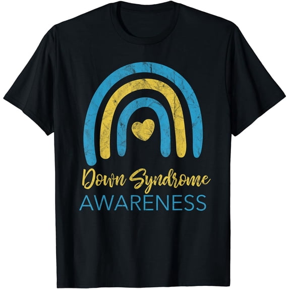 National Down Syndrome Awareness Month Retro Rainbow T21 T-Shirt