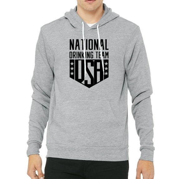 National Drinking Team Hoodie, USA Sweatshirts, Funny Drinking sweatshirts - Heather Grey MH200HOODPATRIOT S13 S