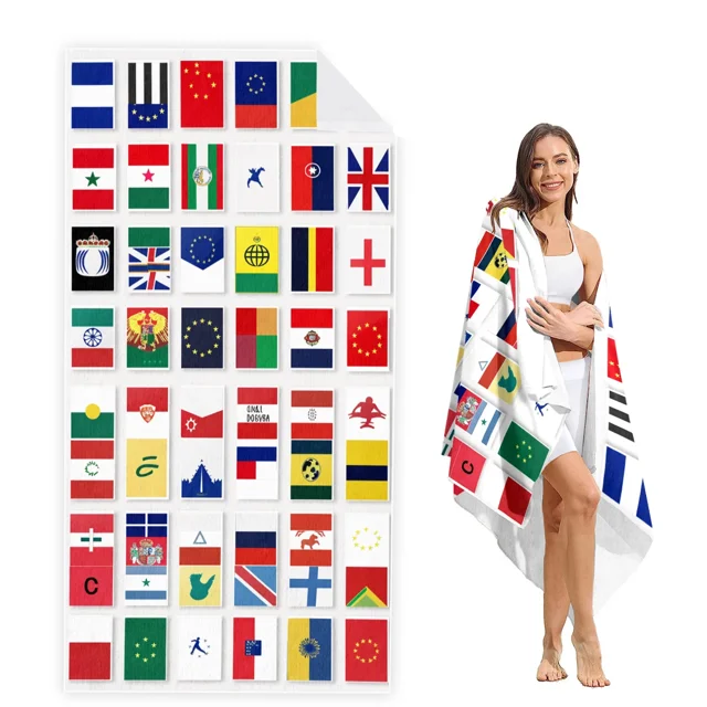 National Flag Beach Towel Oversized Super Absorbent Sand Free Thick