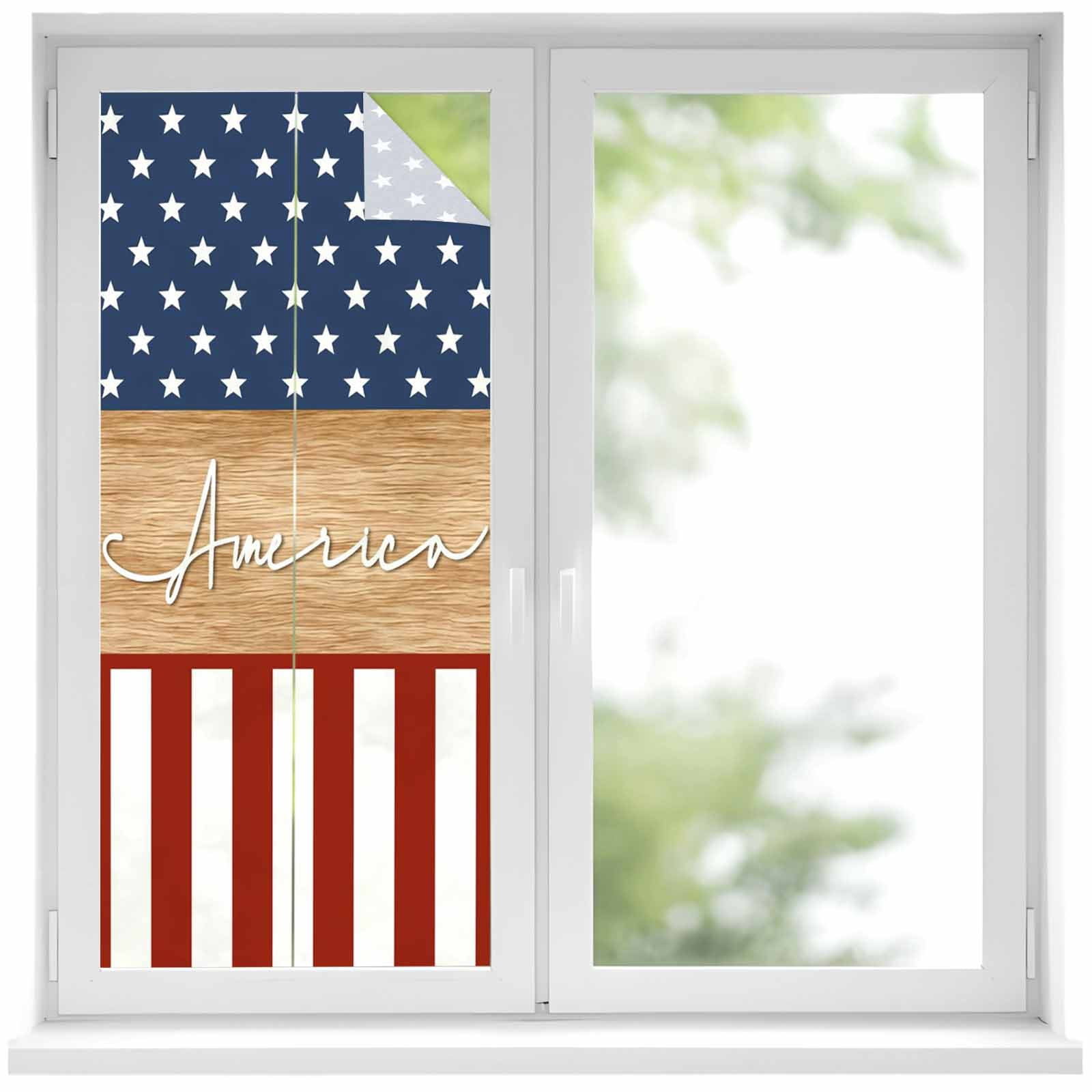Stick Window Flags National Flag Day Window Privacy Film, Vintage U.S. Flag Brown Wood ...
