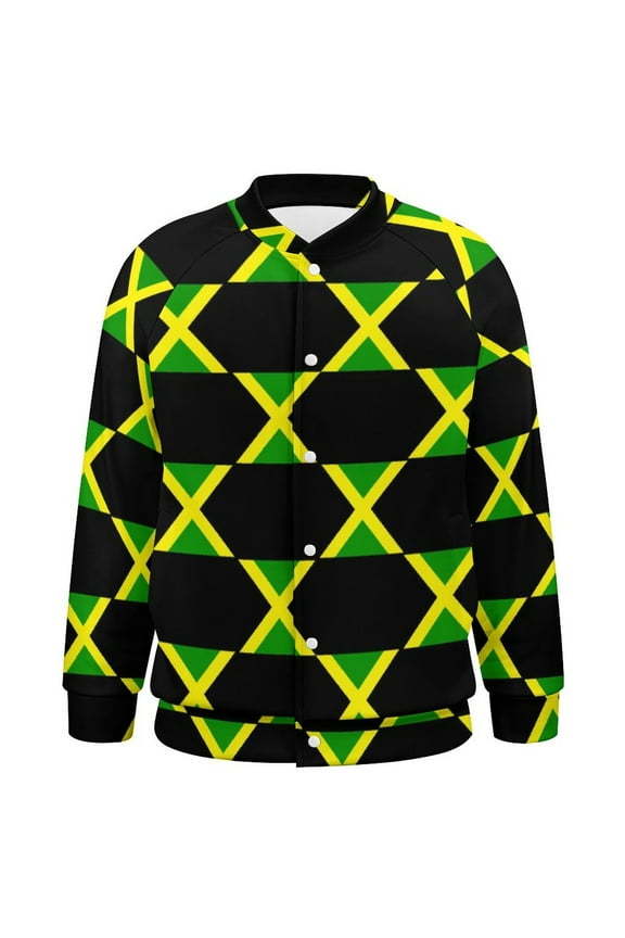 National Flag Jamaica Baseball Jersey Fashion Ribbed Sleeve Man Women's Jacket Motion Tops XXS-6XL
