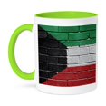 thumbnail image 1 of National Flag Of Kuwait Painted Onto A Brick Wall Kuwaiti, 15oz Two-Tone Green Mug, 1 of 7