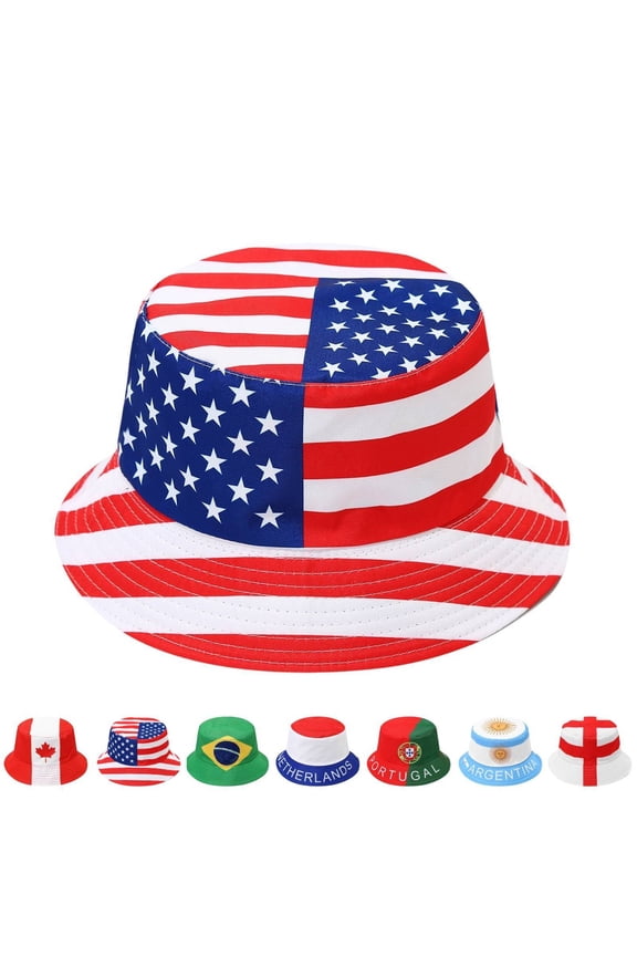 National Flag Print Bucket Hat for Fans Sports Team Merchandise Cap