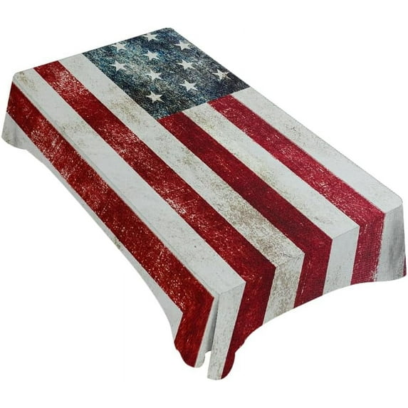 National Flag Tablecloth Decor Patriotic Vintage Classic Graffiti Table Cloth Dining Room Kitchen Table Cover 60" X 84" Oblong/Rectangle