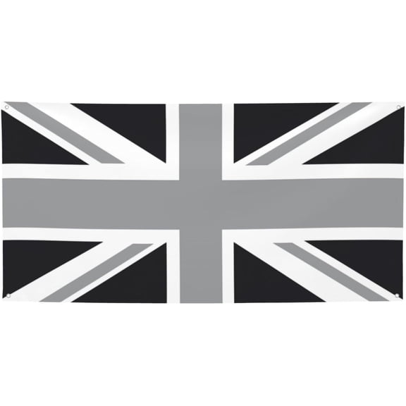 National Flag Of The United Kingdom Uk Aka Union Jack In Black And White Garden Party Sign  Waterproof Banner For Indoor & Outdoor Lawn, Yard, And Patio Decoration,35" X 71"