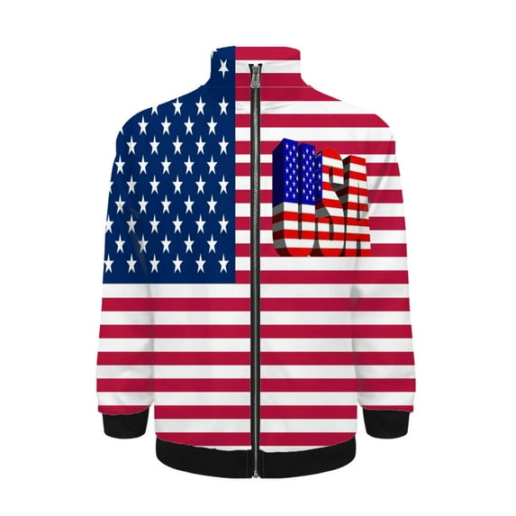 National Flag United States America USA Jacket Men's Street Cool Long Sleeves Coat Personality Tops Oversized Zipper Jackets Male Clothes