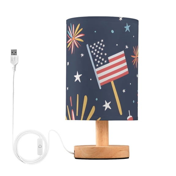 National Flags Fireworks Stars Table Lamp with USB Port LED Warm Light Lamp Night Light Home Decor