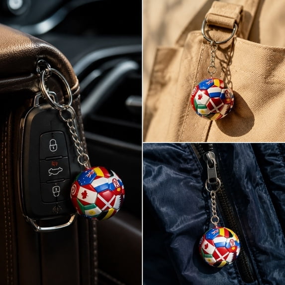 National Flags Football Keychain, 5 PCS Soccer Keychain, Soccer Ball Key Chain, Soccer Key Chains for Men's Backpack, Sports Souvenir Carnival Reward Keychains