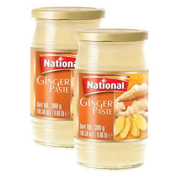 National Foods Ginger Paste 10.58 oz (300g) | Freshly Grinded | Traditional South Asian Taste Enhancer | Premium Glass Bottle | Pack of 2