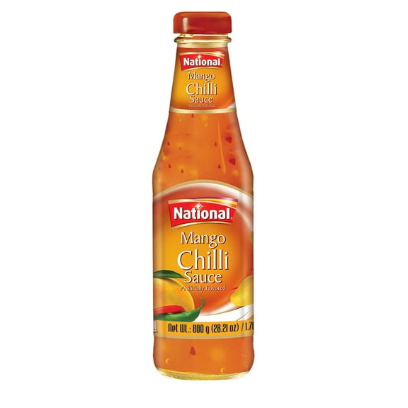 National Foods Mango Chilli Sauce 28.22 oz (800g) | Traditional & Spicy | Sweet & Tangy | Condiment for Dipping & Topping | Premium Glass Bottle