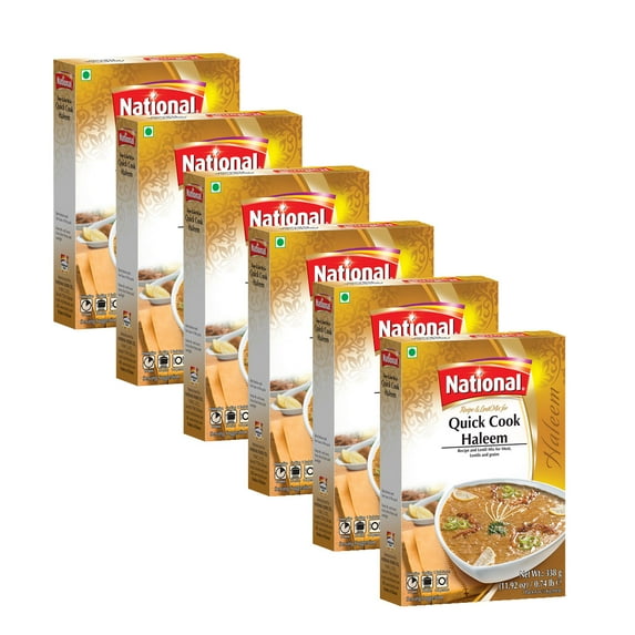 National Foods Quick Cook Haleem Spice & Lentil Mix 11.92 oz (338g) | Traditional Curry Spice Powder | Essential South Asian Dish | Easy Prepare Lentil & Meat Stew Seasoning Food | Box Pack of 6