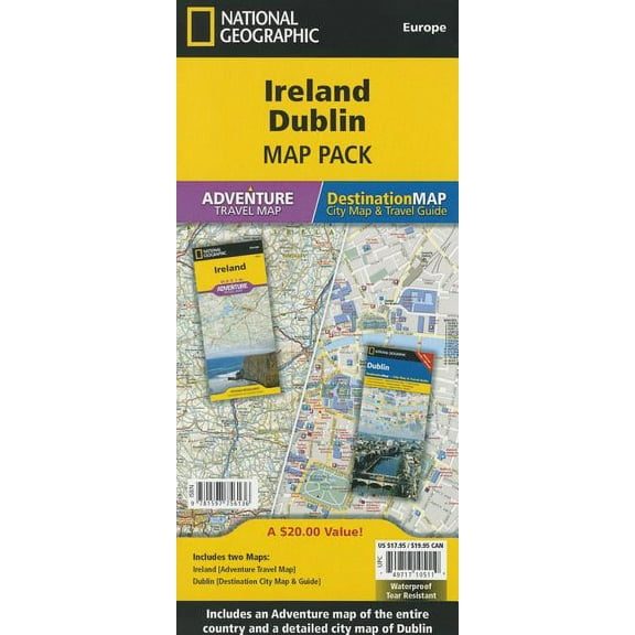 National Geographic Adventure Map Ireland, Dublin [Map Pack Bundle], (Paperback)