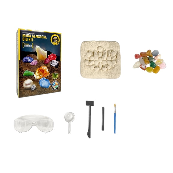 National Geographic Birthstone Dig Kit - Science Kit with 12 Genuine Birthstones, Includes a Real Diamond, Ruby, Sapphire, Pearl, & More, Gemstones and Crystals, Rock Collection