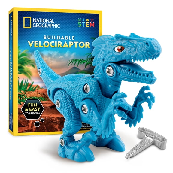 National Geographic Buildable Velociraptor Dinosaur Toy for Kids Ages 4+