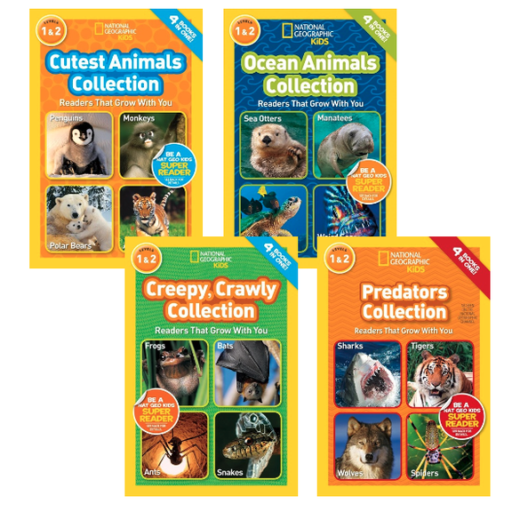 National Geographic Collection Bindup 4 Book Set : Cutest Animal Collection; Creepy Crawly Collection; Predators Collection; and Ocean Animals Collection (Paperback)
