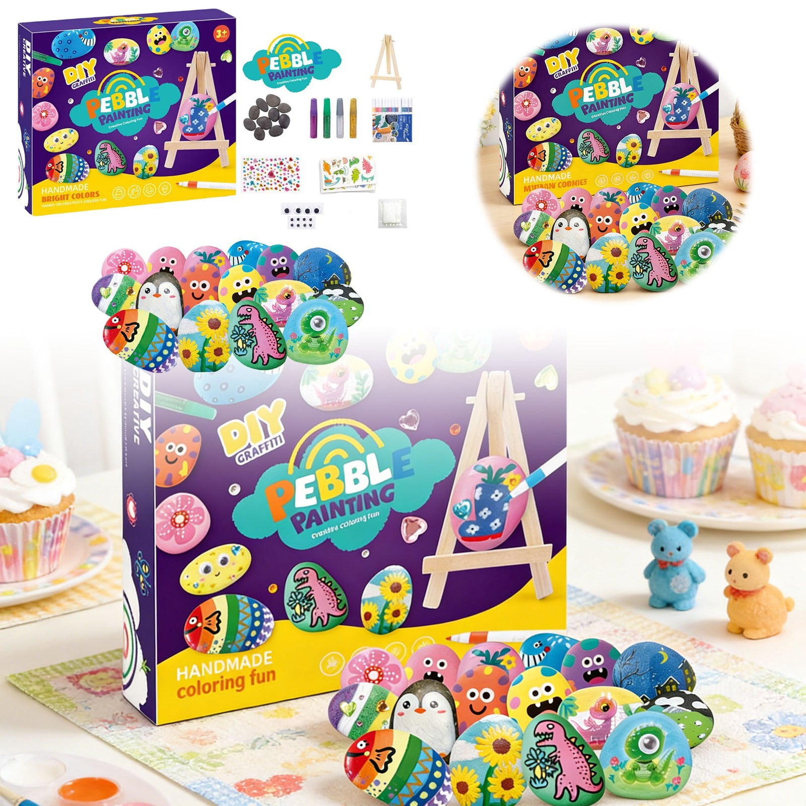 National Geographic Easter DIY Rock Painting Kit, Art and Craft Supplies, Paint and Decorate River Stones, Creative Activity for Outdoor Play, Easter Basket Stuffers Birthday Gift