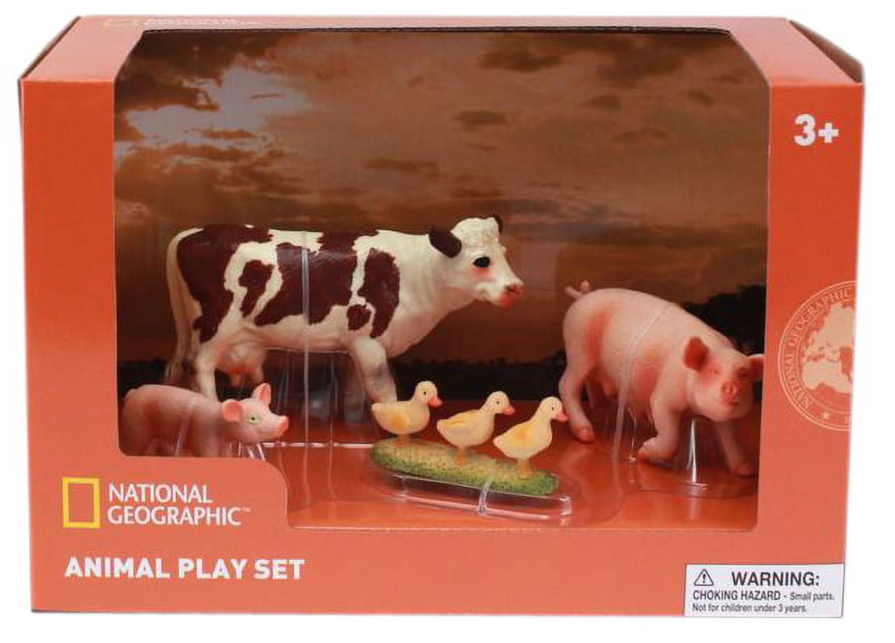 National Geographic Farm Pigs Cow Ducks Figurines, 4 pieces