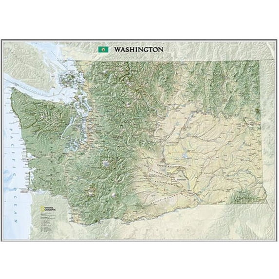 National Geographic Maps RE01020414 Washington State Wall Map