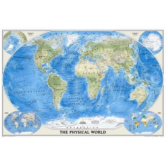 National Geographic Maps World Physical Wall Map