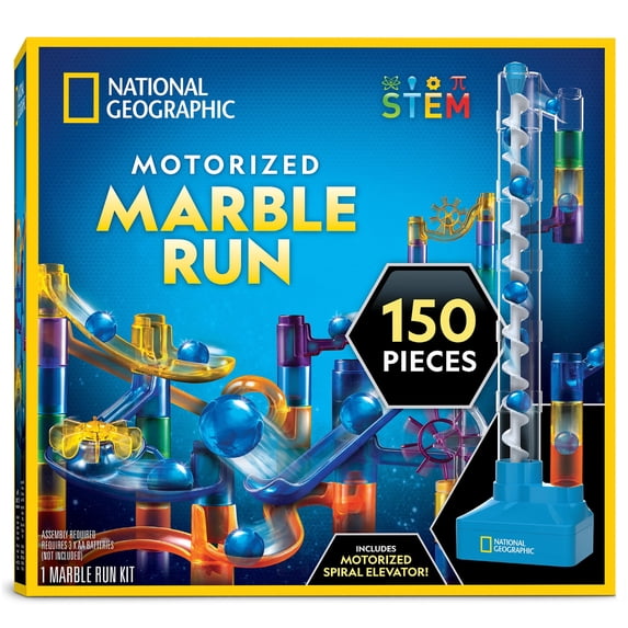 National Geographic Marble Run with Motorized Elevator – 150-Piece STEM Marble Maze Kit for Kids Age 8+