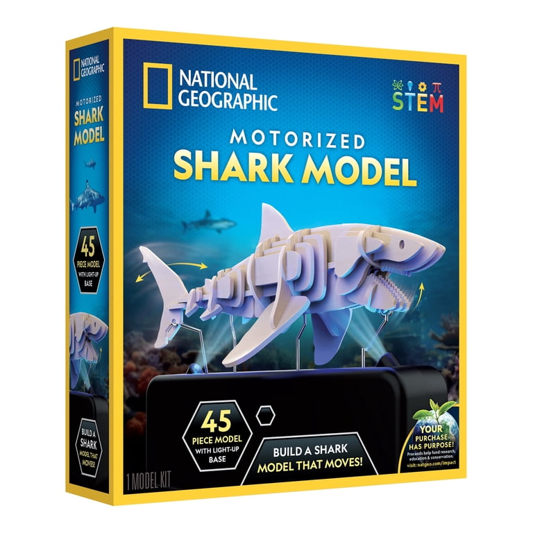 National Geographic Motorized Shark 3D Puzzle, 45-Piece Wood Model